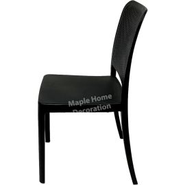 MAPLE HOME DECORATION Dining Chairs Plastic Stacking Modern Molded Side Chair Kitchen Dining Room Chair Indoor Outdoor Furniture (Black)