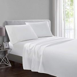 Hotel Linen Klub DEYARCO Hotel Linen Single Bed Sheet 1PC - 350TC 100% Long Staple Cotton Sateen Weave , Luxurious and Supersoft Quality, Size: Flat Sheet 180 x 280cm , PLAIN WHITE