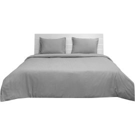 Hotel Linen Klub DEYARCO Hotel Linen Double King Cover 1pc , 100% Cotton 250tc Sateen 1cm Stripe , Size: 245x265cm, Silver