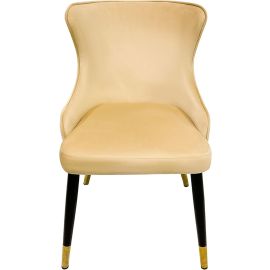 Maple Home Modern Velvet Dining Chair High Back Contemporary Versatile Kitchen Living Space Furniture (Beige)