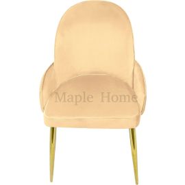 Maple Home Velvet Accent Dining Arm Chair Upholstered Comfortable Cushion Dining Living Room Furniture (Beige)