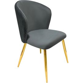 Maple Home Modern Velvet Dining Armless chair Queen Curved Backrest Golden Metal Frame Nordic Leisure Kitchen Living Indoor Parties Functional Furniture (Grey)B0D3YTVLBP