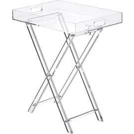 LAMSIT IBDAA Acrylic Folding Tray Table | Foldable Table | Patio Table | Foldable Table for Balcony | Portable Table