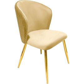 Maple Home Modern Velvet Dining Armless chair Queen Curved Backrest Golden Metal Frame Nordic Leisure Kitchen Living Indoor Parties Functional Furniture (Beige)-B0D3YWH3CT