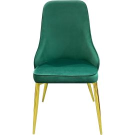 Maple Home Decoration Velvet Chairs Modern Accent Dining Chairs Flannelette Comfy Upholstered Living Room Furniture Leisure Chairs with Golden Metal Leg (Green)