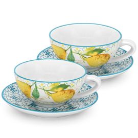 Fissman 2 Cups 200ml And 2 Saucers Set Capri Series with Durable Porcelain (01 pcs) 