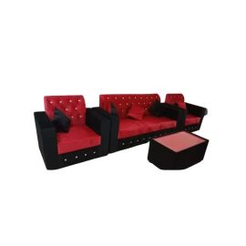 aharat Al Bahar 5– Seater Sofa Set With Table &Pillow - 1+1+3- Red/ Black 190x80x80cm