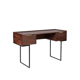 Hestia Wooden Desk Black, Computer Desk, Wooden Study Writing Table for Home Office Home Bedroom Simple Study Desk with 2 Drawers