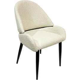 Maple Home Dining Chair Boucle Fabric Rounded Backrest Low Arm Lamb Wool Modern Metal Legs Leisure Living Indoor Furniture