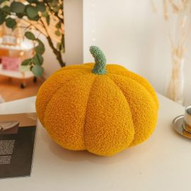 Maple Home Decoration Pumpkin Shaped Pillow 3D Fleece Pumpkin Throw Pillows Plush Decorative Pumpkin Pillow Thanksgiving Cushion Stuffed Fluffy Pumpkin for Halloween Bedroom Sofa 