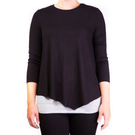 Mama Basic - Double Layer Maternity & Nursing Top  -  Black And Gray