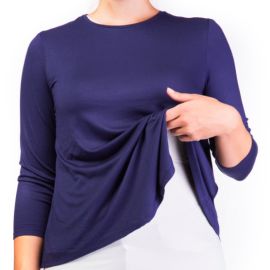 Mama Basic - Double Layer Maternity & Nursing Top  -  Navy And Cream