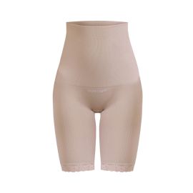 Sankom - Patent Short Shaper with Lace, Beige S/M