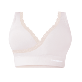 Sankom - Patent Premium Bra With Lace, Ivory                                                                                                                                                     