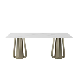 Miami White Modern Artificial Marble Dining Table