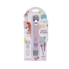 Melii Detachable Spoon & Fork with Carrying Case Pink & Purple