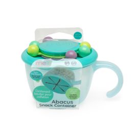 Melii Abacus Snack Container with finger trap Turquoise / - Safe, Spill-Proof, and Playful Food Storage with Educational Beads for Babies, Toddlers, and Kids - BPA-Free & Versatile Snacking Solution