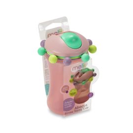 Melii Abacus Straw Sippy Cup Pink 340 ml / Fun & Educational Transition Straw Bottle for Babies, Toddlers, Kids - Spill Proof, Easy to Hold, BPA-Free, Ideal for On the Go Hydration