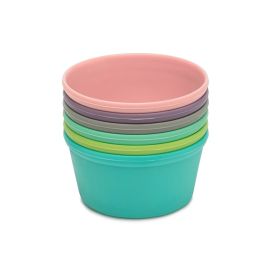 Melii Rainbow Silicone Food Cups 2.8 oz / Reusable  Jars with Leak Proof Lids ( Asst. Colors) - BPA Free Plastic - Freezer/Dishwasher Safe - Also Use For Kids Snacks/Lunch Containers