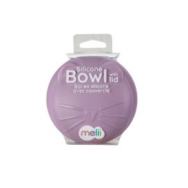 Melii Silicone Bowl with Lid Purple Cat 350 ml / Airtight & Leakproof Baby Food Containers - Baby Food Storage Pods for Effortless Mealtime