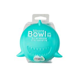 Melii Silicone Bowl with Lid Turquoise Shark 350 ml / Airtight & Leakproof Baby Food Containers - Baby Food Storage Pods for Effortless Mealtime