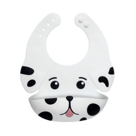 Melii Silicone Bib Dog Dalmation / Waterproof Silicone Baby Bib Light Weight Comfortable Easy Wipe Clean