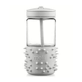 Melii Spikey Water Bottle Grey 17oz / Sensory Exploration with Soft Silicone Spikes - Leak Proof, BPA Free, Durable Tritan Construction - Ideal for Home, Lunch Box