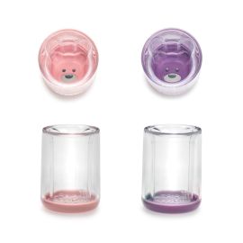 Melii Double Walled Bear Plastic Cup Purple & Pink 145ml 2 pcs