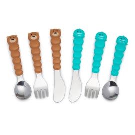 Melii Utensil Set - Brown Bear & Blue Shark (6 Pcs)