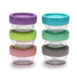 Melii Glass Food Storage Container 2oz 6 pcs / Airtight & Leakproof Baby Food Containers - Baby Food Storage Pods for Effortless Mealtime