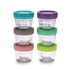 Melii Glass Food Storage Container 4oz 6 pcs / Airtight & Leakproof Baby Food Containers - Baby Food Storage Pods for Effortless Mealtime