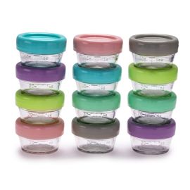 Melii Glass Food Storage Container 2oz 12 pcs / Airtight & Leakproof Baby Food Containers - Baby Food Storage Pods for Effortless Mealtime