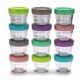 Melii Glass Food Storage Container 4oz 12 pcs / Airtight & Leakproof Baby Food Containers - Baby Food Storage Pods for Effortless Mealtime