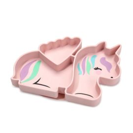 Melii Divided Silicone Suction Plate Pink Unicorn