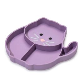 Melii Divided Silicone Suction Plate Purple Cat 