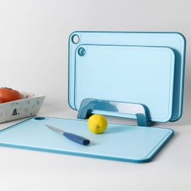 Set of 3 Chopping Boards 41x28 cm. 36x24 cm. 31x20 cm With Holder Blue (Plastic+ TPR)