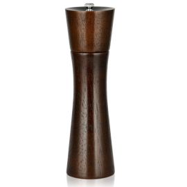 Salt and Pepper Mill 21x6cm Flat Top Rook Shape Dark Brown Wooden Style