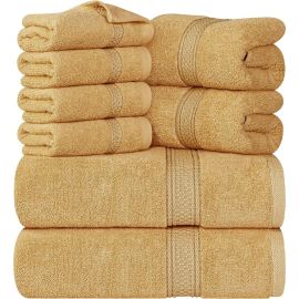 Comfy 8 Piece Combed Cotton 550 GSM Hotel Quality Towel Set / Absorbent Cotton Towel Bathroom Luxury Towel Set