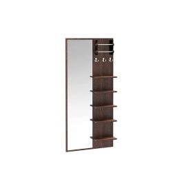 Freddie Engineered Wood Wall Mount Dressing Table Mirror with Shelves in Brown Color