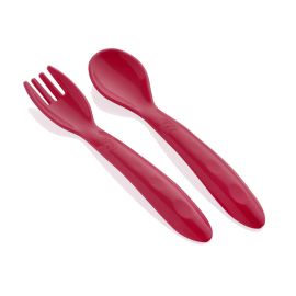 Babyjem Baby Spoon and Fork Set, 12+ Months, Red