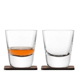 Whisky Arran Tumbler 250ml Clear & Walnut Coaster x 2