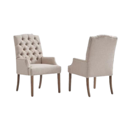 Lila Tufted Linen, Leisure chair with armrest, for Kitchen Restaurant Room Bedroom