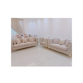 Maharat Al Bahar 6 Seater sofa set With Pillow 1+2+3 Beige 200x90x80cm