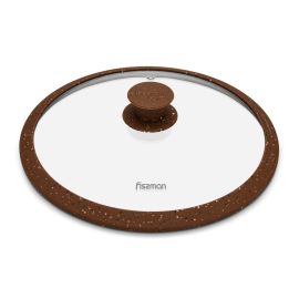 Lid ARCADES 26 cm with DARK BROWN marble silicone rim (glass)