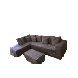 L Shape-Carbo Modail Valvet Sofa Set With Cushion & Table 5 Seatersgrey 260x80x80