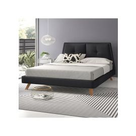 Gaillard Upholstered Bed 160x200cm Queen size Bed in Black Color