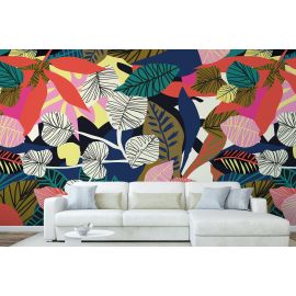 Affresco Contemporary Leaves Wallpaper AF2195 - width 135cm