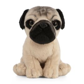 Living Nature Pug Puppy, Realistic Soft Cuddly Dog Toy, Naturli Eco-Friendly Plush, 16cm