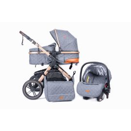 Belecoo one fold-to-half luxury pram 3 in 1 with Car Seat - Grey