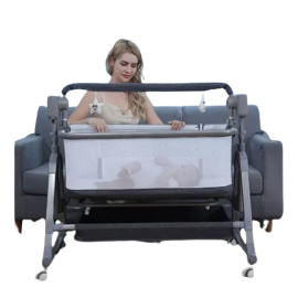 baby life Newborn-friendly Baby Bedside Sleeper with Wheels and Adjustable Height Levels (toys are not included)